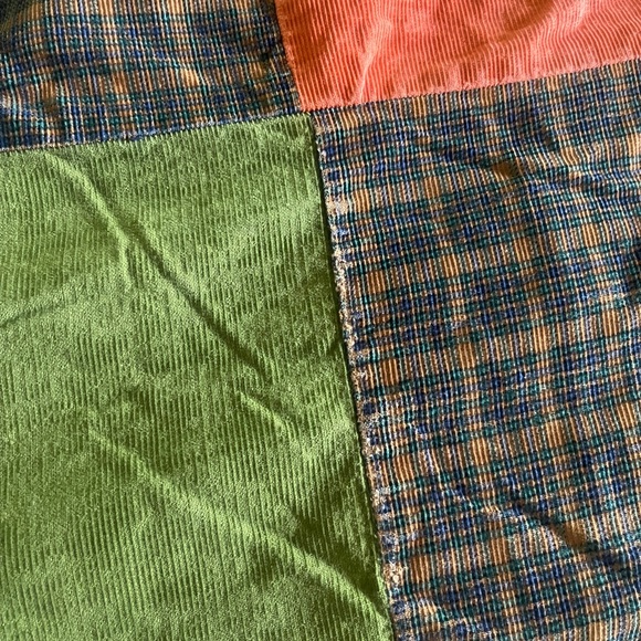 Handmade and well loved corduroy patchwork blanket throw - Picture 8 of 16